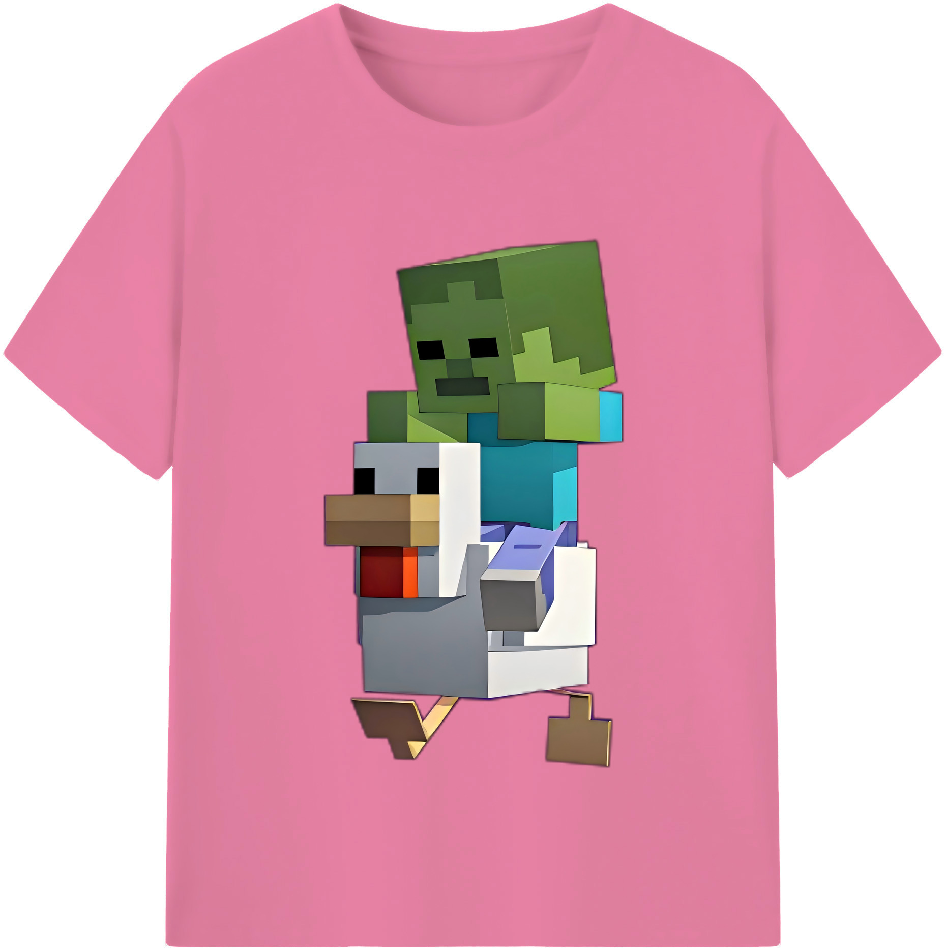 （画像用） マインクラフト ブロックの世界 Minecraft MC Block world 綿100％半袖Tシャツ（フロントプリント）